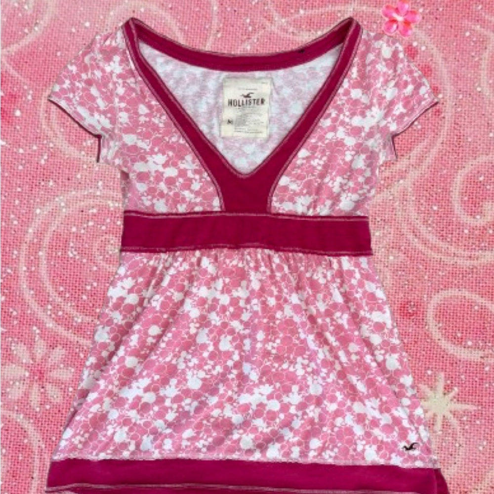 Hollister Pink & White Floral babydoll top